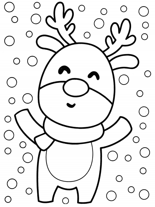 Rudolph is happy to see the snow coloring page