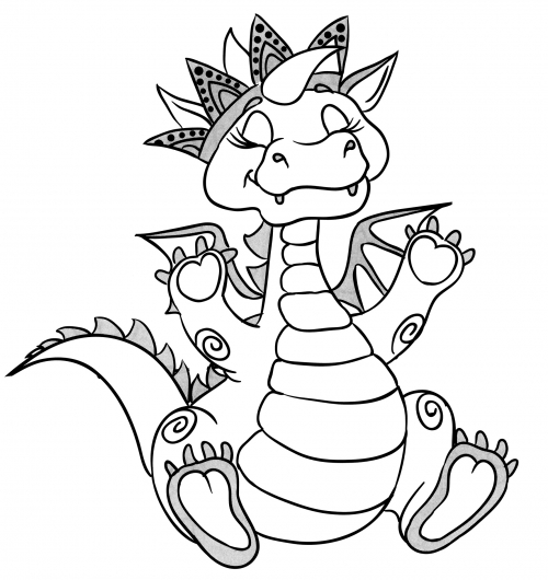 Rich dragon coloring page