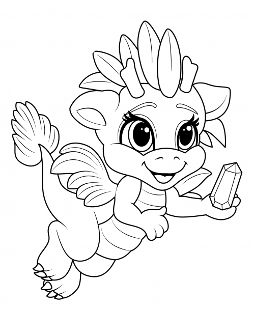 Dragon carrying a crystal coloring page