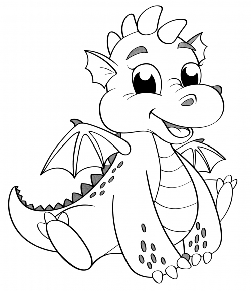 Dragon with small wings coloring page