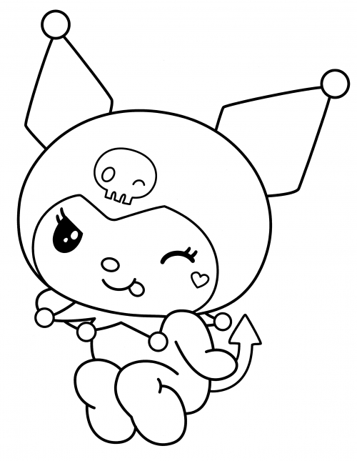 Flirty Kuromi coloring page - free and printable