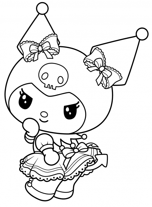 Kuromi in a short dress coloring page