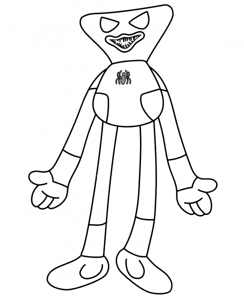 Huggy in a Spider-Man outfit coloring page