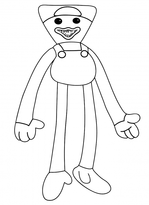 Huggy in a Mario costume coloring page