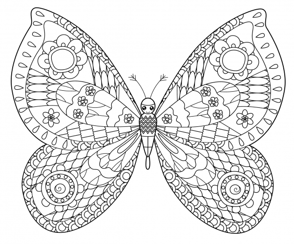Butterfly stress-relief coloring page