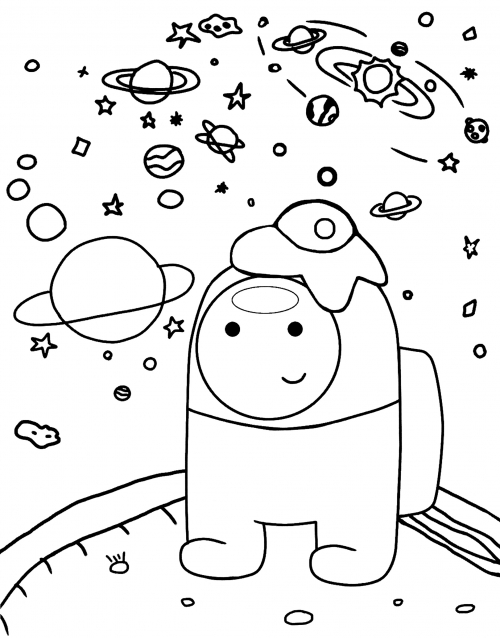 Among Us in space coloring page