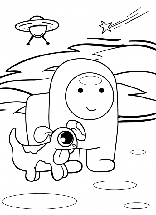 Among Us with dog coloring page