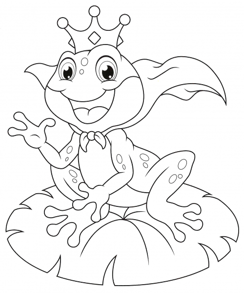 The frog in the crown coloring page