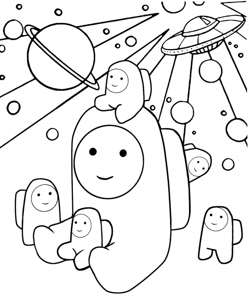 Among Us with babies coloring page