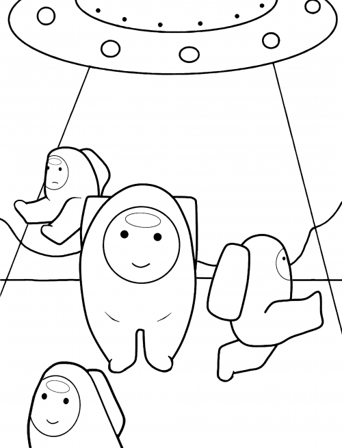 Among Us in the space station coloring page