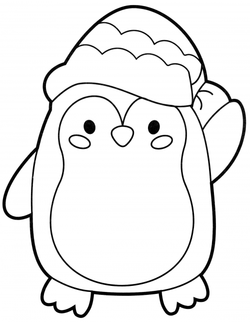 Penguin in a hat coloring page