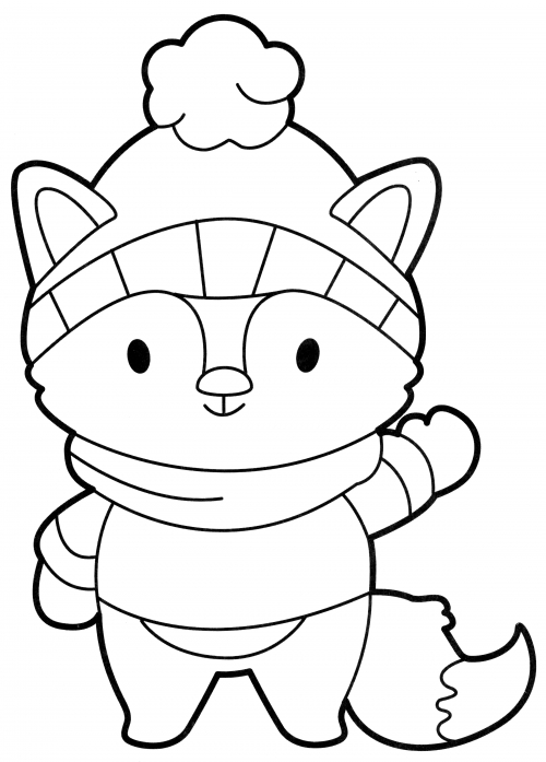 Foxy in a hat coloring page