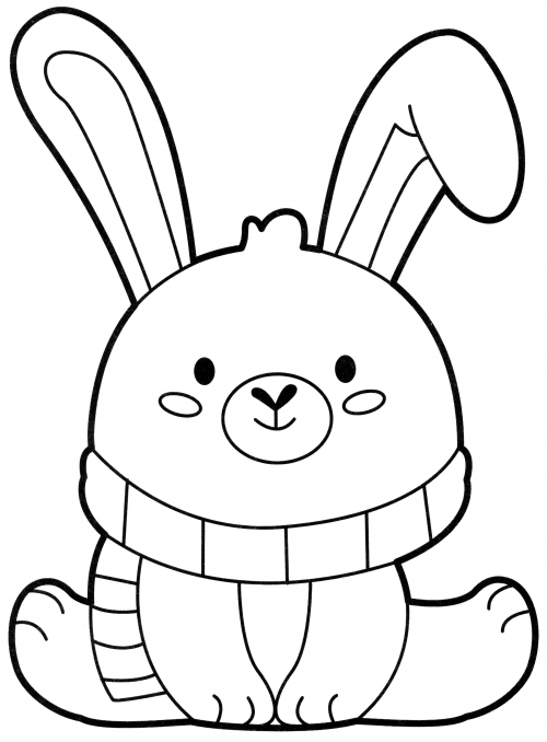 Hare in a scarf coloring page