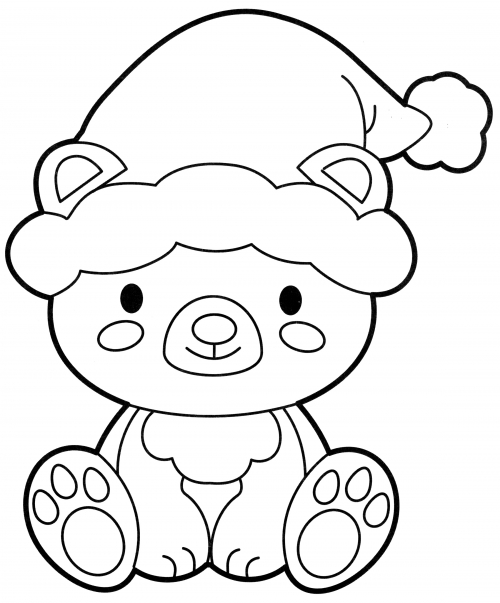 Bear in a hat coloring page