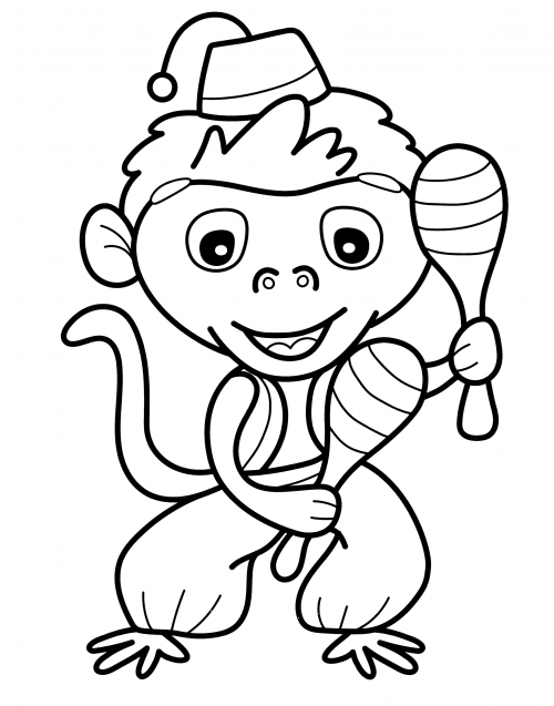Monkey with maracas coloring page