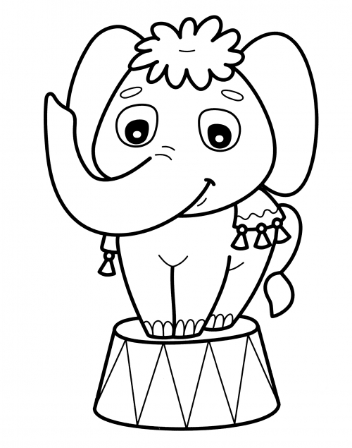 Elephant on a pedestal coloring page