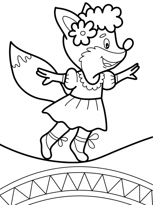 Foxy acrobat coloring page