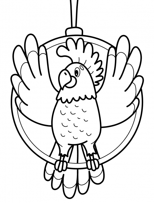 Parrot shows tricks coloring page