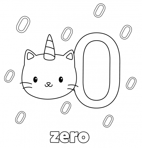 Kitty with zero coloring page