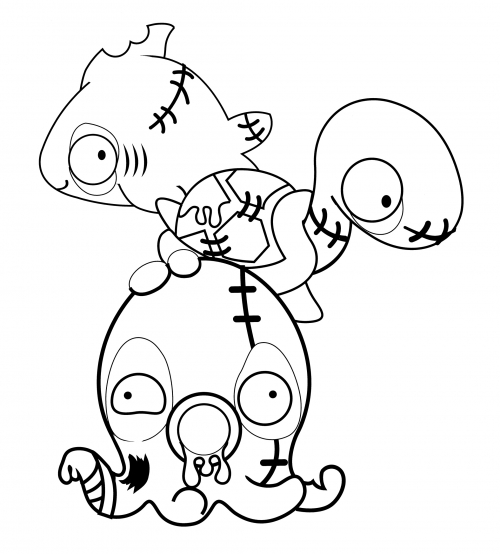 Sea zombies coloring page
