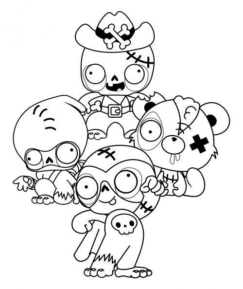 Zombies with different skins coloring page