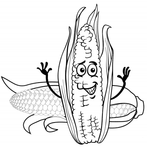 Jolly corn coloring page