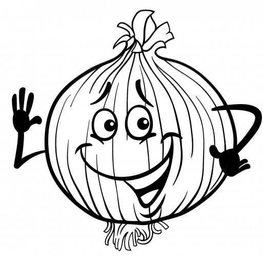 Smiling onion coloring page