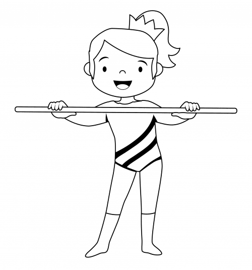 Gymnast with pole coloring page