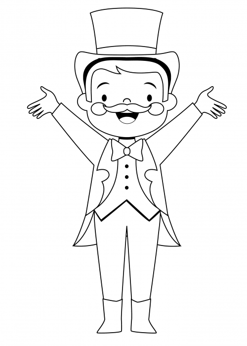 Magician in tailcoat coloring page