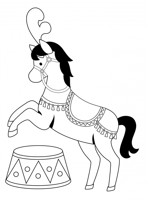 Horse performs tricks coloring page