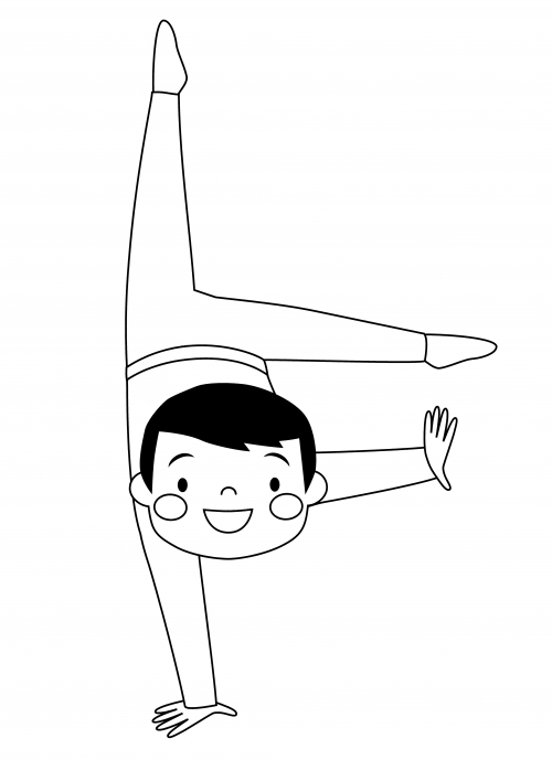 Gymnast standing on one hand coloring page