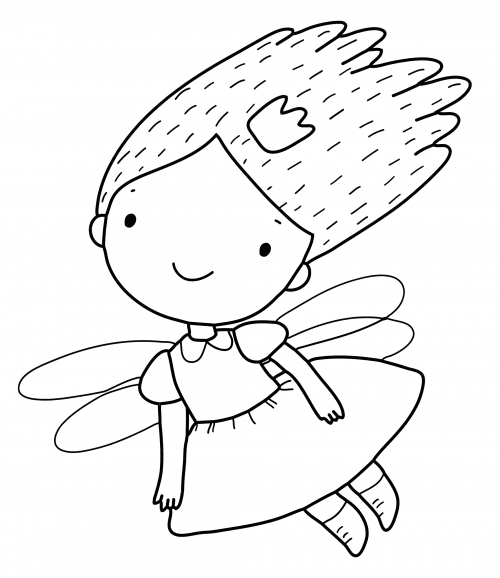 Fairy with a small crown coloring page