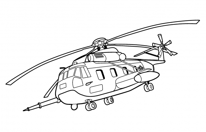Heavy transport helicopter Sikorsky CH-53 Sea Stallion (USA) coloring page
