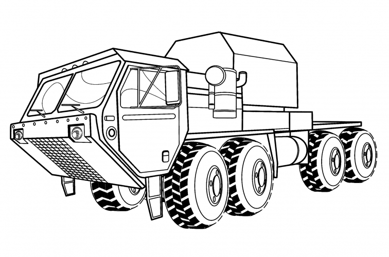 Heavy tactical truck OSHKOSH HEMTT (USA) coloring page - free and printable