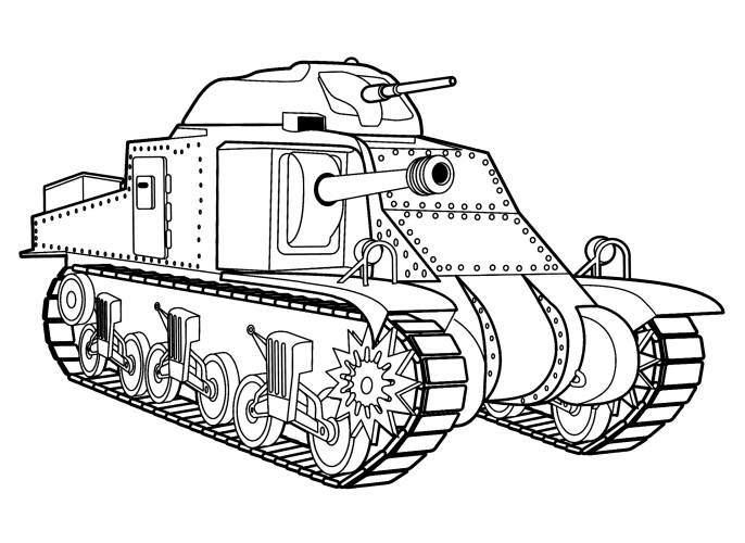 Medium tank M3 Grant (USA) coloring page