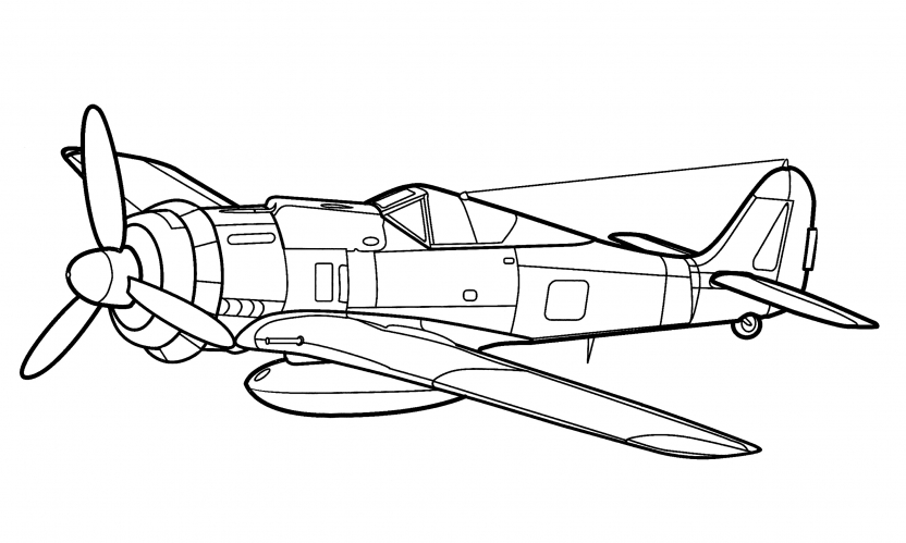 Fighter Focke-Wulf Fw-190 (Germany) coloring page