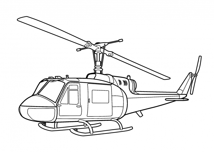 Multipurpose helicopter Bell UH-1 Iroquois (USA) coloring page