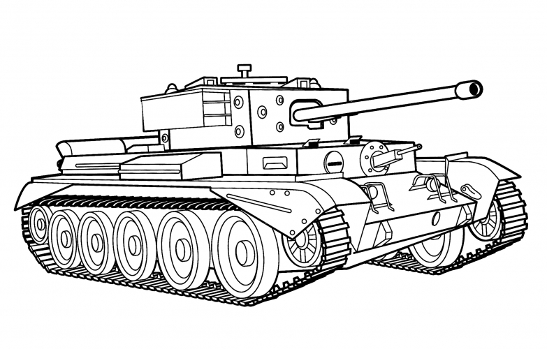 Medium cruiser tank Mk.Vlll Cromwell (UK) coloring page