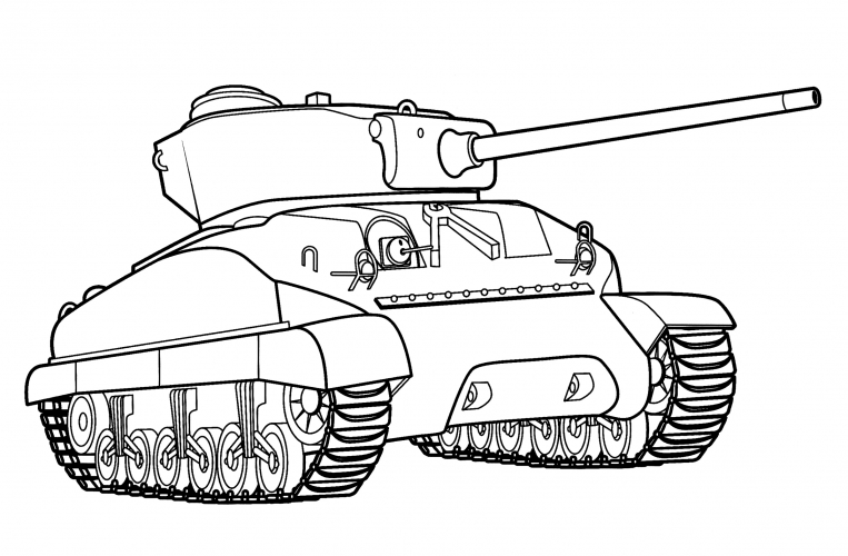 M4 Sherman medium tank (USA) coloring page