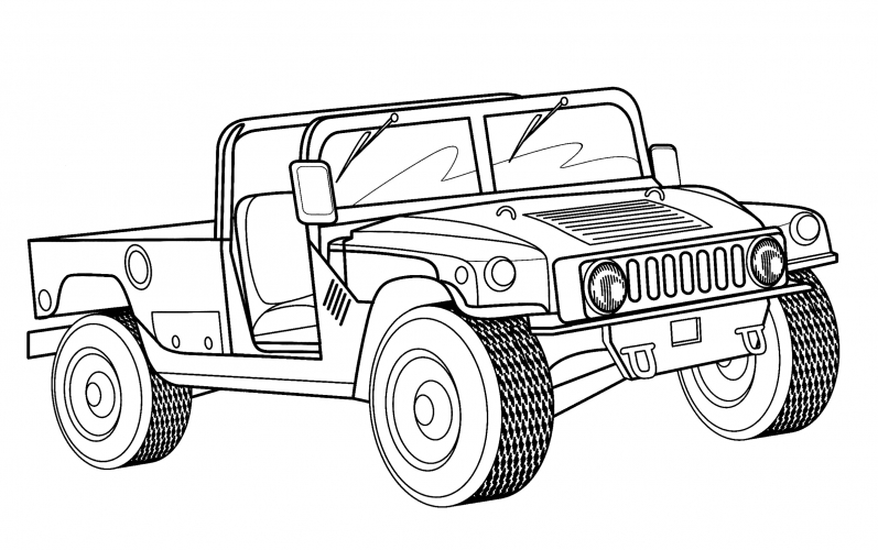 Army all-terrain vehicle HMMWV (USA) coloring page