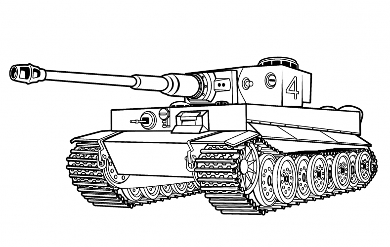 Heavy tank Pz Kpfw Vl Ausf. H1 Tiger (Germany) coloring page