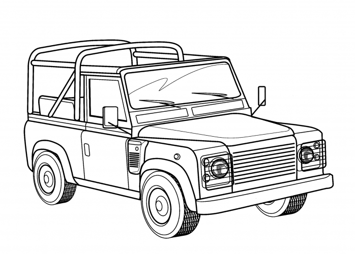 Off-road vehicle Land Rover Defender (UK) coloring page