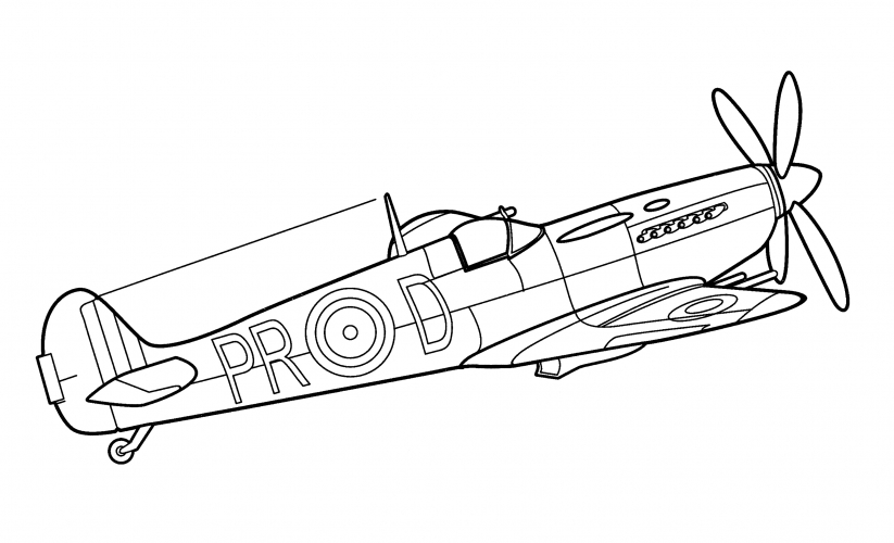 Supermarine Spitfire fighter (UK) coloring page