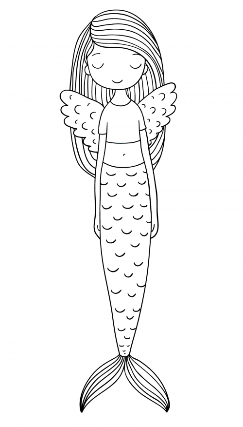 Mermaid with wings coloring page