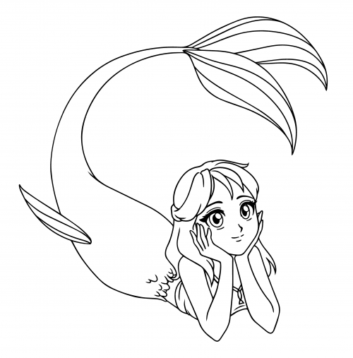 Dreamy little mermaid coloring page