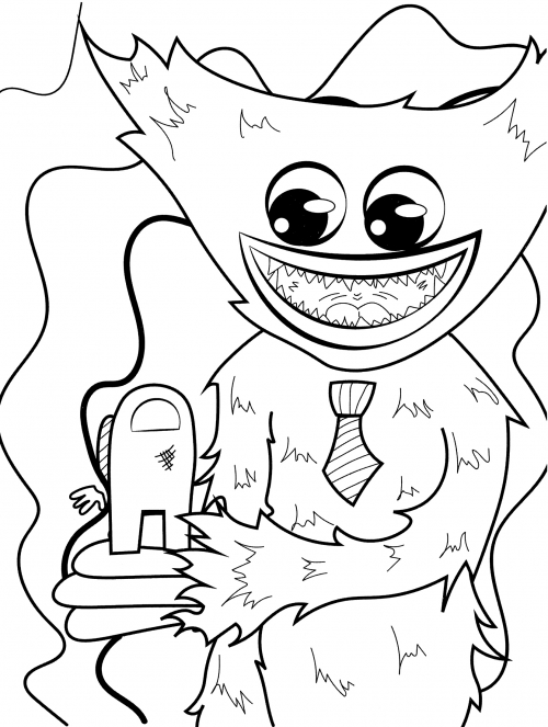 Huggy Wuggy and Among Us coloring page