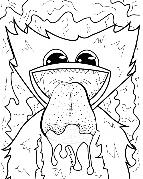 Huggy Wuggy Drooling coloring page