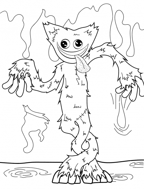 Huggy Wuggy in Slime coloring page