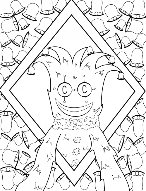 Huggy Wuggy with Bells coloring page