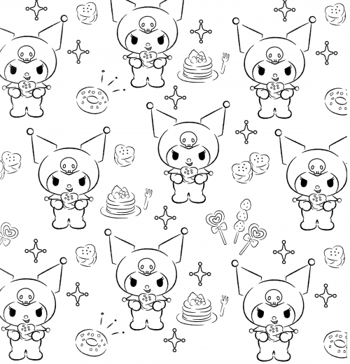 Kuromi is a sweet tooth coloring page